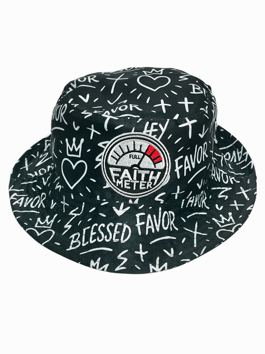 Faith Meter - Black Bucket Hat ( Reversible)