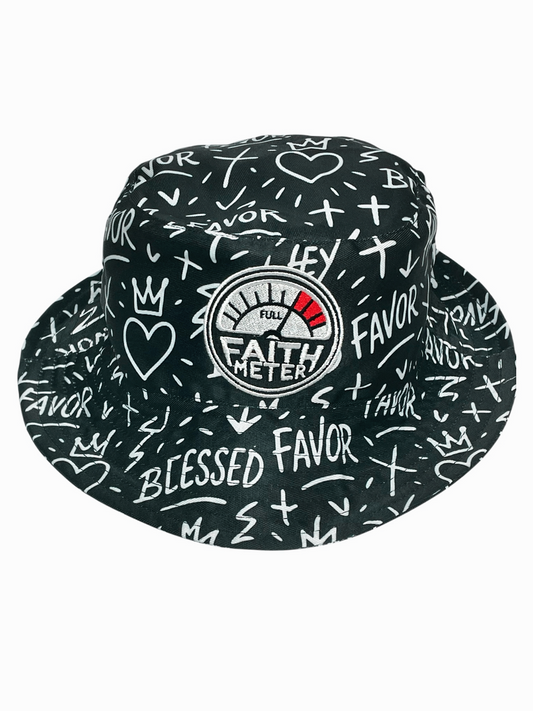 Faith Meter - Black Bucket Hat ( Reversible)