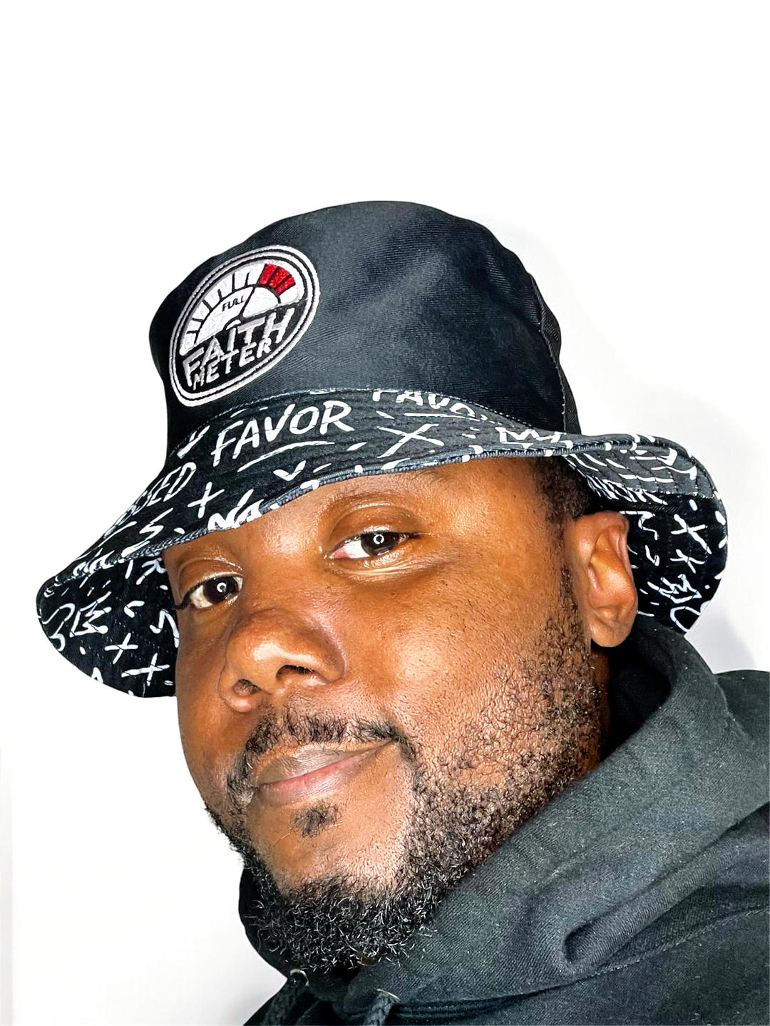 Faith Meter - Black Bucket Hat ( Reversible)