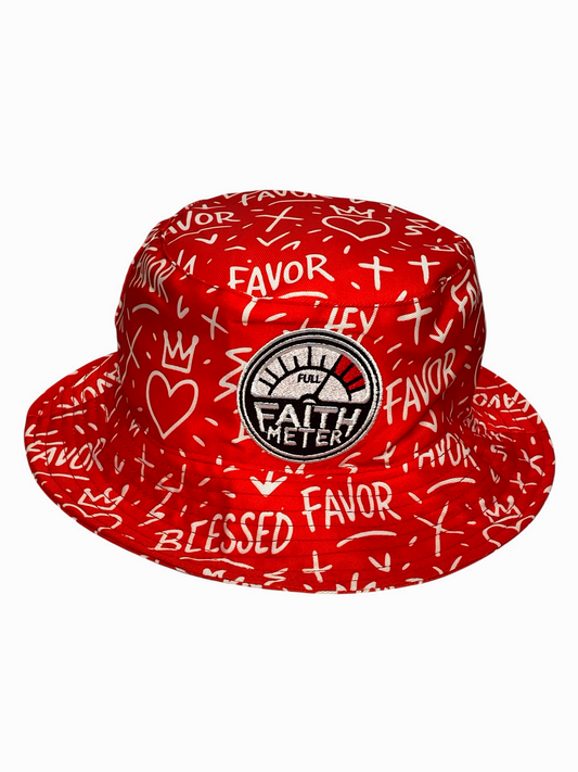 Faith Meter -  Red Bucket Hat ( Reversible)