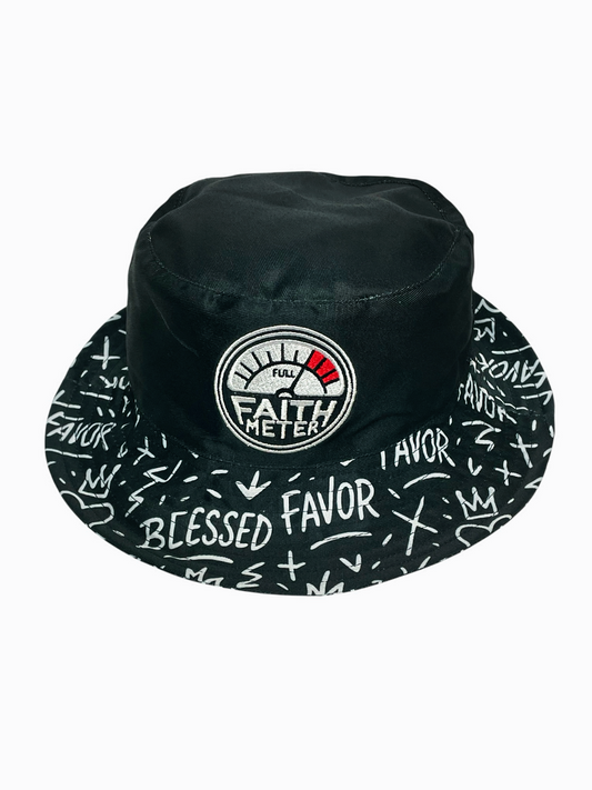 Faith Meter - Black Bucket Hat ( Reversible)